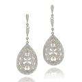 Sterling Silver Diamond Accent Circle Drop Earrings  