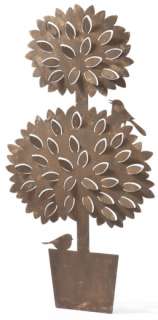 This pair of brown finish metal double ball topiary wall decoration 