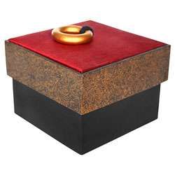Handmade Red Silk and Gold Jewelry Box  