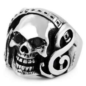   Steel Skull BIG Heavy Biker Rings Band Size 8 Justeel Jewelry