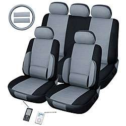 Lumbar Grey 12 piece Automotive Seat Cover Set  