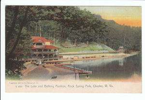 Lake Pavilion Rock Springs Park Chester WV West Virginia Old Postcard 