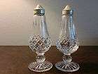 Waterford Crystal Footed Salt and Pepper Shakers Set Lismore EPNS Tops