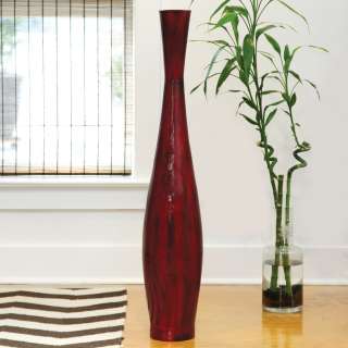 Polivaz Red Bamboo Floor Vase, Gooseneck, Large Sensual Tall Design 