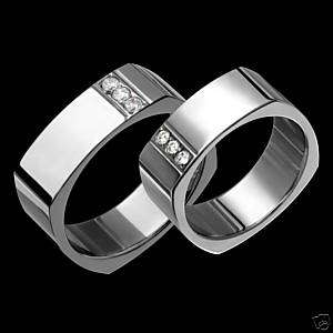 Square Titanium Rings Diamond Rings Engagement Bands  