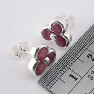 Genuine Red Ruby Gemstone 925 Sterling Silver Earring Pendant Set 