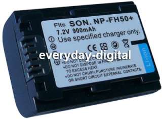 Battery +Charger for NP FH50 Sony DCR DVD610 DCRDVD610  