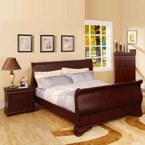 Solid Wood Laurelle Dark Cherry Finish 6 Piece Bedroom Set  