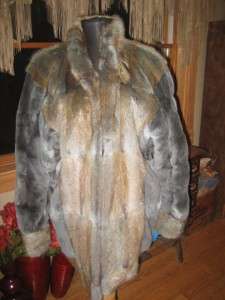 Medium Large Excellent Blue Sheared Muskrat Fur Coat Jacket #457c 