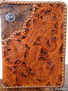   KNEELING COWBOY HAND TOOLED LEATHER BIBLE COVER   ZIPPERED CLOSURE