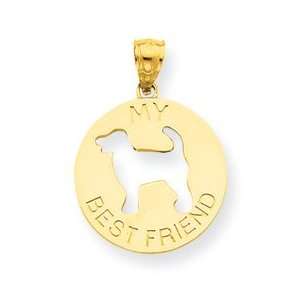  14K My Best Friend with Dog Cut Out in Center Pendant 