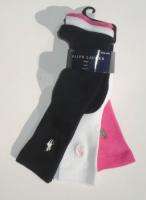 New Ralph Lauren Polo Girls 3 Pk Knee Bobby Socks 7 8 9  