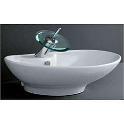 Oval Tapered Porcelain Bathroom Vessel Sink  