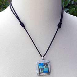 Silver Turquoise and Abalone Necklace (Mexico)  