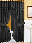 black ruffled double swag fabric shower curtain vinyl liner+ 12