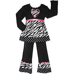   Boutique Girls Zebra and Dots Shirt and Pants Set  