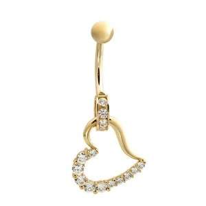 Lovers Collection Decadent Cubic Zirconia Heart 14K Yellow Gold Belly 