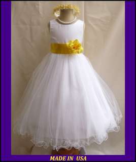 NEW WHITE YELLOW PAGEANT BRIDAL PARTY FLOWER GIRL DRESS 18 24MO 2 4 6 