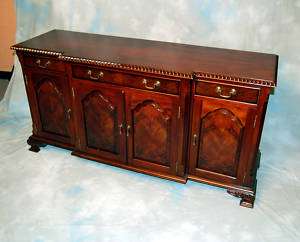 Burl Mahogany Carved Chippendale Dining Room Sideboard  