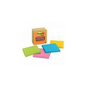 Post it Super Sticky Notes, 4 x 4, Five Colors, Six 90 Sheet Pads/pack