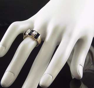   Estate 14K Natural Sapphire Diamond Baguette Ring 1.75 Carat  