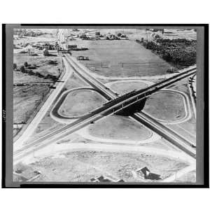  Aerial,cloverleaf highway intersect,New Jersey,1930s 