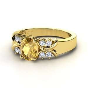  Gabrielle Ring, Oval Citrine 14K Yellow Gold Ring with 