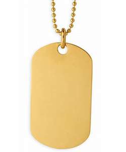 14k Gold Overlay Engravable Dog Tag Necklace  