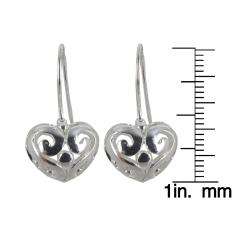 Sunstone Sterling Silver Puffy Heart Dangle Earrings  