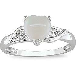 10k White Gold Opal Heart Ring  