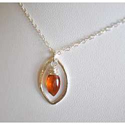 AEB Designs Silver Leaf Hessonite Garnet Necklace  