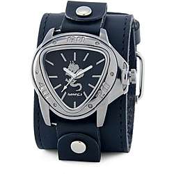 Nemesis Mens Silver Triangle Dragon Leather Band Watch   