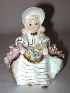 Lefton Japan Vintage Bloomer Girl Figurines Pair 1950s Signed  