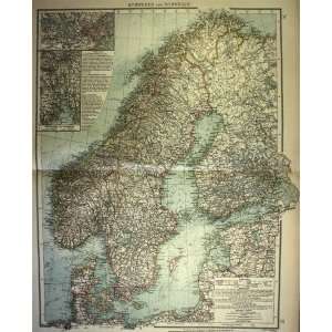  Velhagen and Klasing map of Norway,Sweden,Finland (1901 