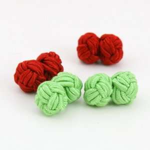 Red, light green fashion silk knotcufflinks with Gift Box good value Y 