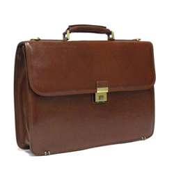 Torino Simple Flap over Leather Briefcase  