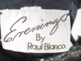 RAUL BLANCO EVENING Black Velvet Gold Bow Long Dress  