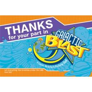 Vacation Bible School 2010 Galactic Blast Thank You Postcard (Package 