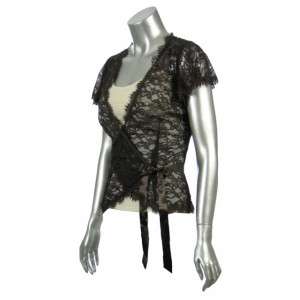 Rebecca Taylor Womens Brown Floral Lace Wrap Top 8  