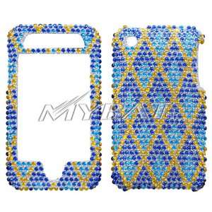  iPhone 3G 3GS Blue Rhombic Plaid Diamante Protector Case 