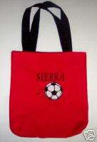 PERSONALIZED Tote Book Bag for kids who love SOCCER  