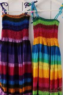 Womens Trendy BOHO Style Rainbow Stripe Casual Colorful Maxi Dress 