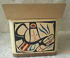 NORTHWEST COAST AUTHENTIC BENTWOOD BOX PAINTED w/ KILLER WHALES SIGNED