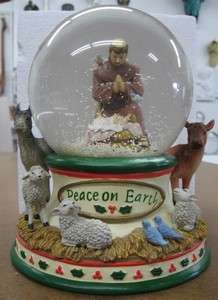 SNOW GLOBE Peace on Earth w/ St. Francis over Manger Christmas 
