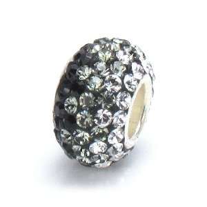 Bella Fascini Black & Gray & Crystal Clear Cascade Pave Bead   Made 