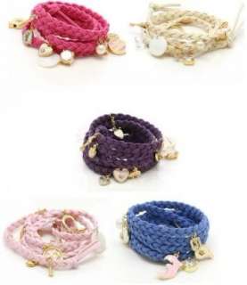 Multicolor Knit Shell Heart Rabbit Fashion Bracelet HOT  