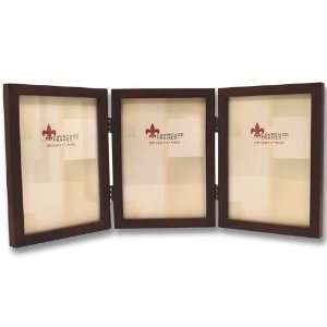   Walnut Wood Hinged Triple Frame TriFold Picture Frame