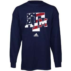  adidas Texas A&M Aggies Navy Blue Patriotic Long Sleeve T 