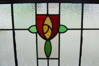 Large Antique Stained Glass Window Arts n Crafts Rose  