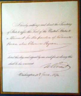 ULYSSES. S. GRANT  Signed Document as President  1874  